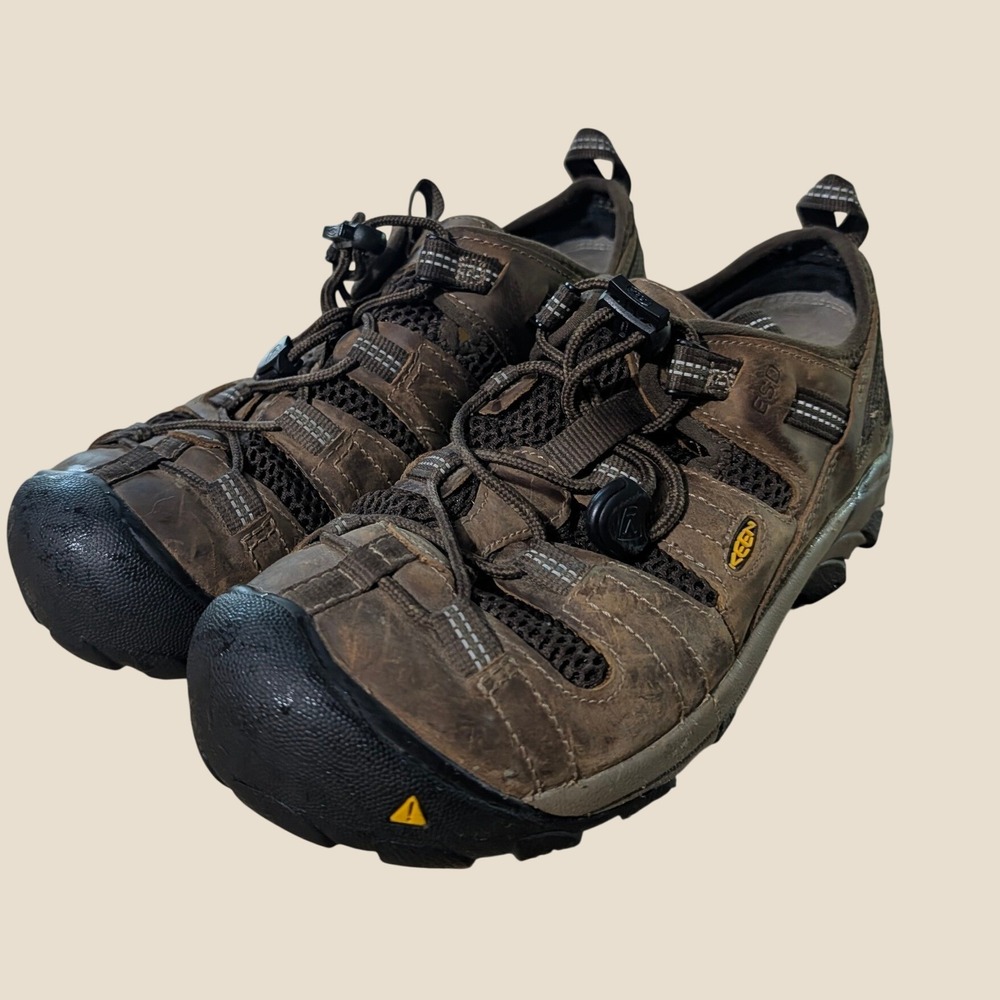 Keen Utility ESD‎ Mens Brown Leather Mesh Safety Toe Work Shoes 8D ASTM F2892-11